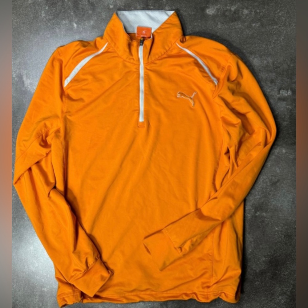 PUMA boys size small orange long sleeve 1/4 zip golf jacket